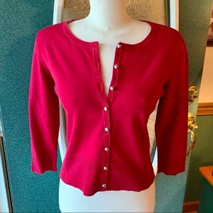 Red White House Black Market Cardigan